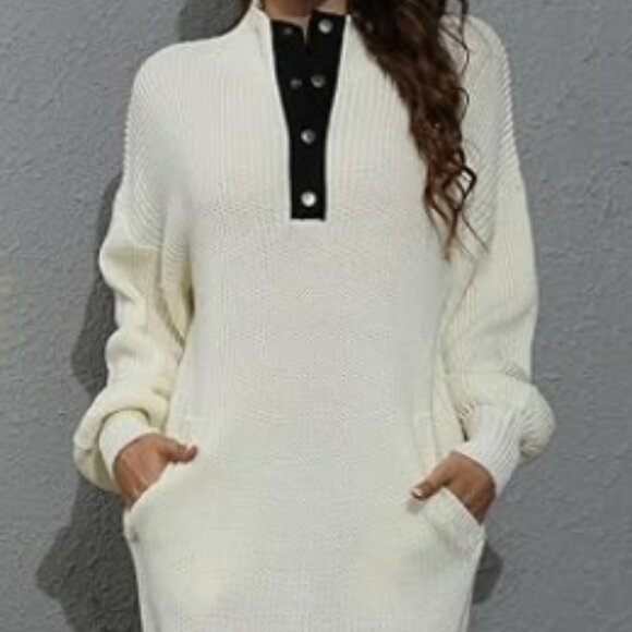 VNIRA Women’s Turtle Neck Knit Sweater, Medium size, color White - Picture 1 of 7